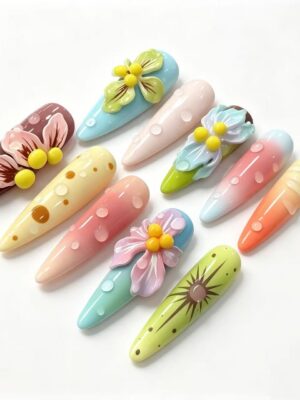 Rainy Floral Nails