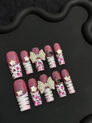 Pink Leopard Bow