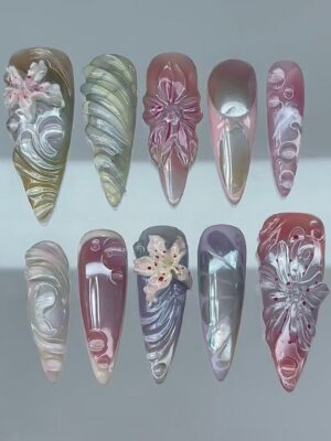 ec5720a1838e80b77cfb523223898068 rileynails 3D Sakura Jelly Ombre Press On Nails