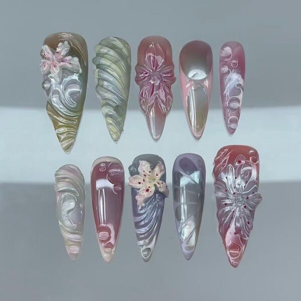 ec5720a1838e80b77cfb523223898068 rileynails 3D Sakura Jelly Ombre Press On Nails
